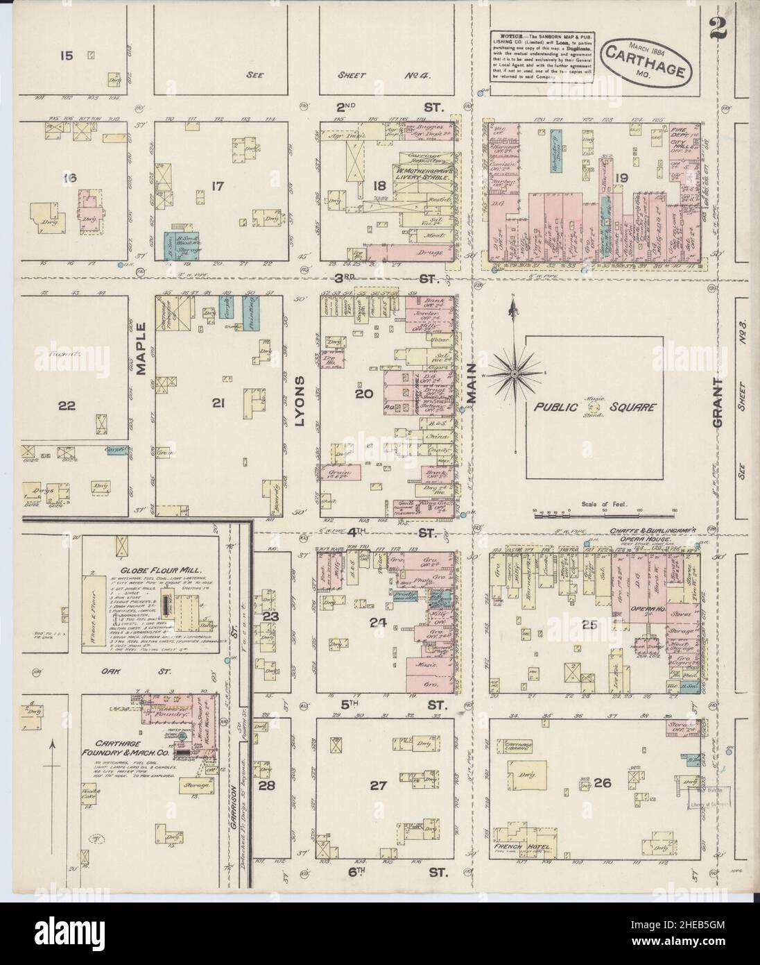 Sanborn Fire Insurance Map da Carthage, Jasper County, Missouri. Foto Stock