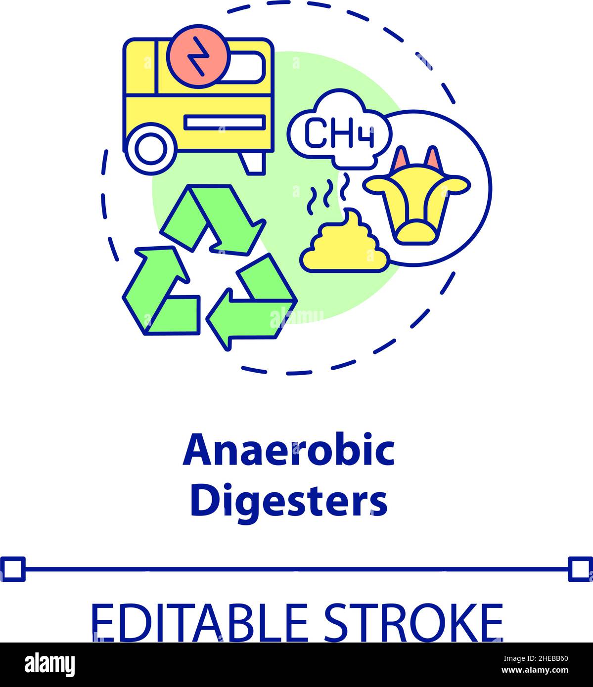 Icona di concetto di digestivi anaerobici Illustrazione Vettoriale