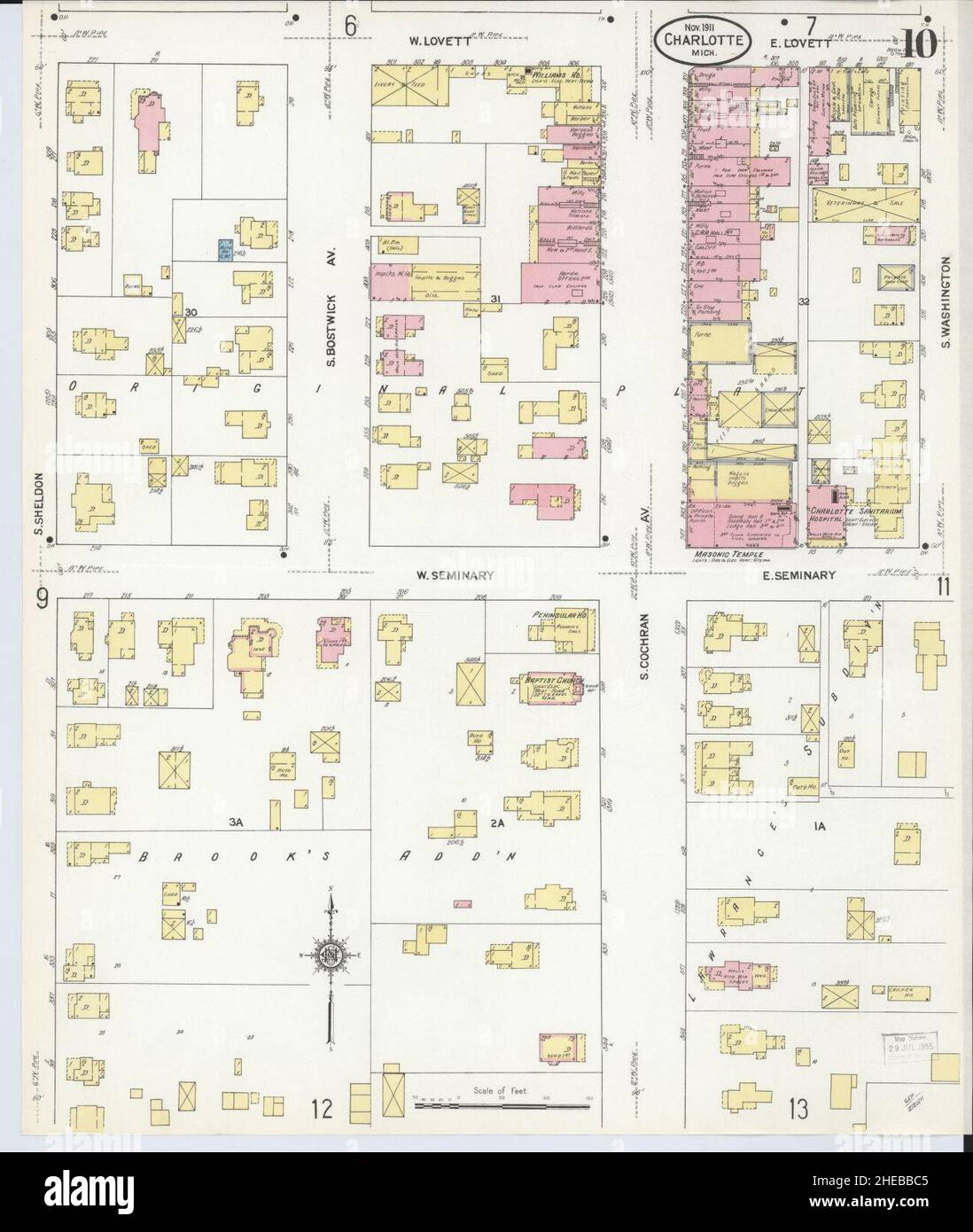 Sanborn Fire Insurance Map from Charlotte, Eaton County, Michigan. Foto Stock