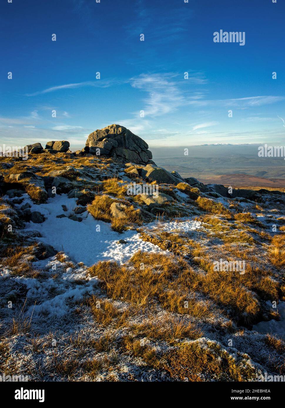 Summit of Wards Stone il punto più alto della foresta di Bowland nel lancashire Foto Stock