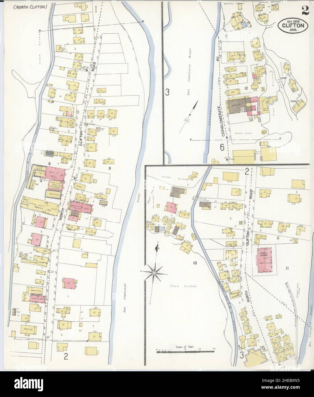 Sanborn Fire Insurance Map da Clifton, Greenlee County, Arizona. Foto Stock