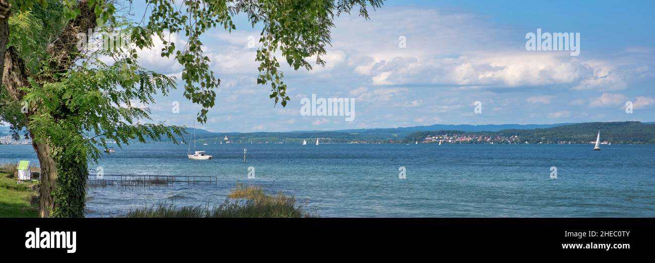 Bodensee (Lago di Costanza) in Germania, paesaggio panoramico Foto Stock