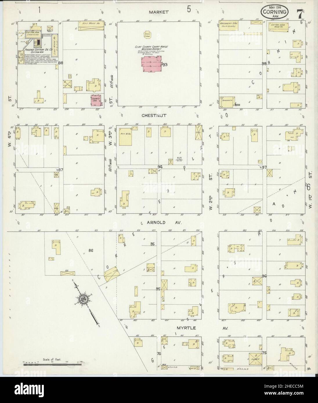 Sanborn Fire Insurance Map da Corning, Clay County, Arkansas. Foto Stock