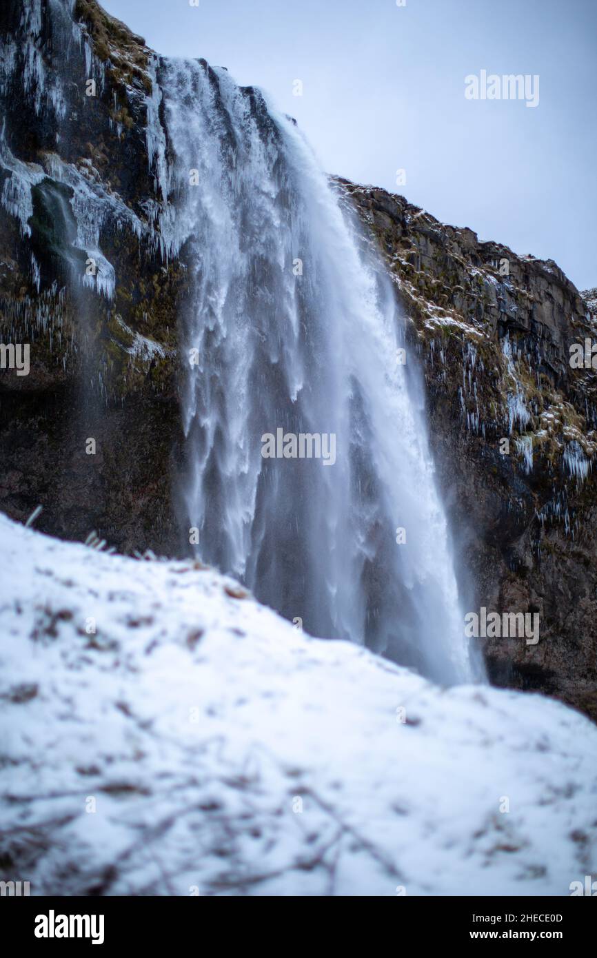 Cascata Seljalandsfoss in Islanda Foto Stock