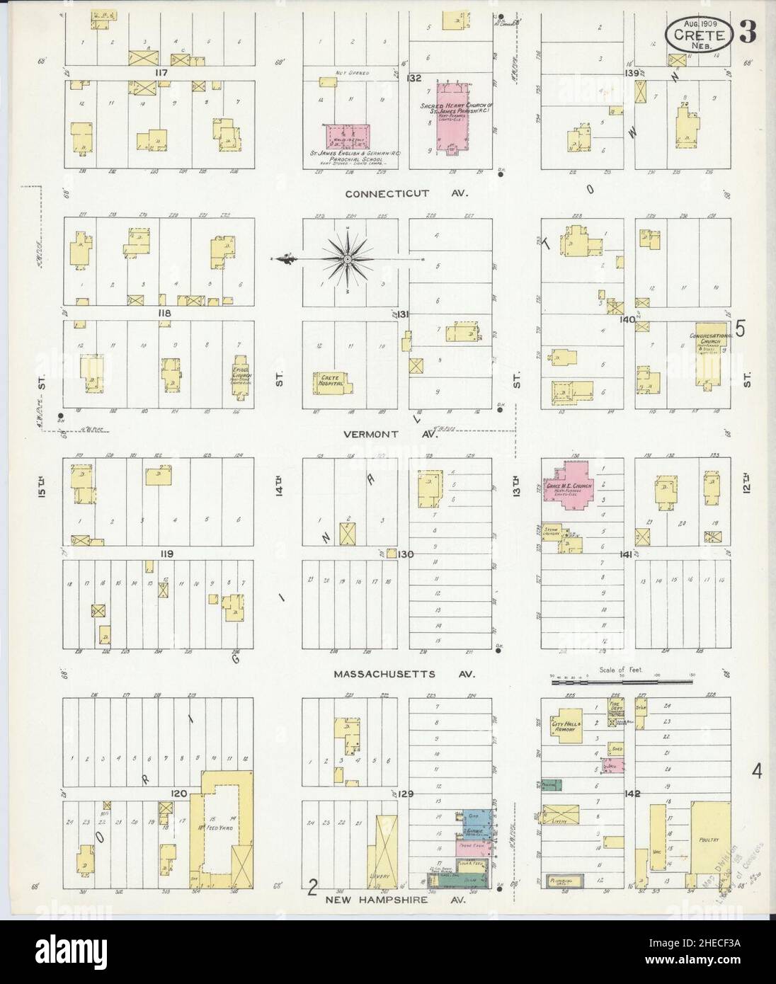 Sanborn Fire Insurance Map da Creta, Saline County, Nebraska. Foto Stock