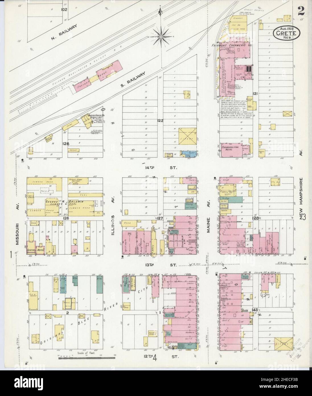 Sanborn Fire Insurance Map da Creta, Saline County, Nebraska. Foto Stock
