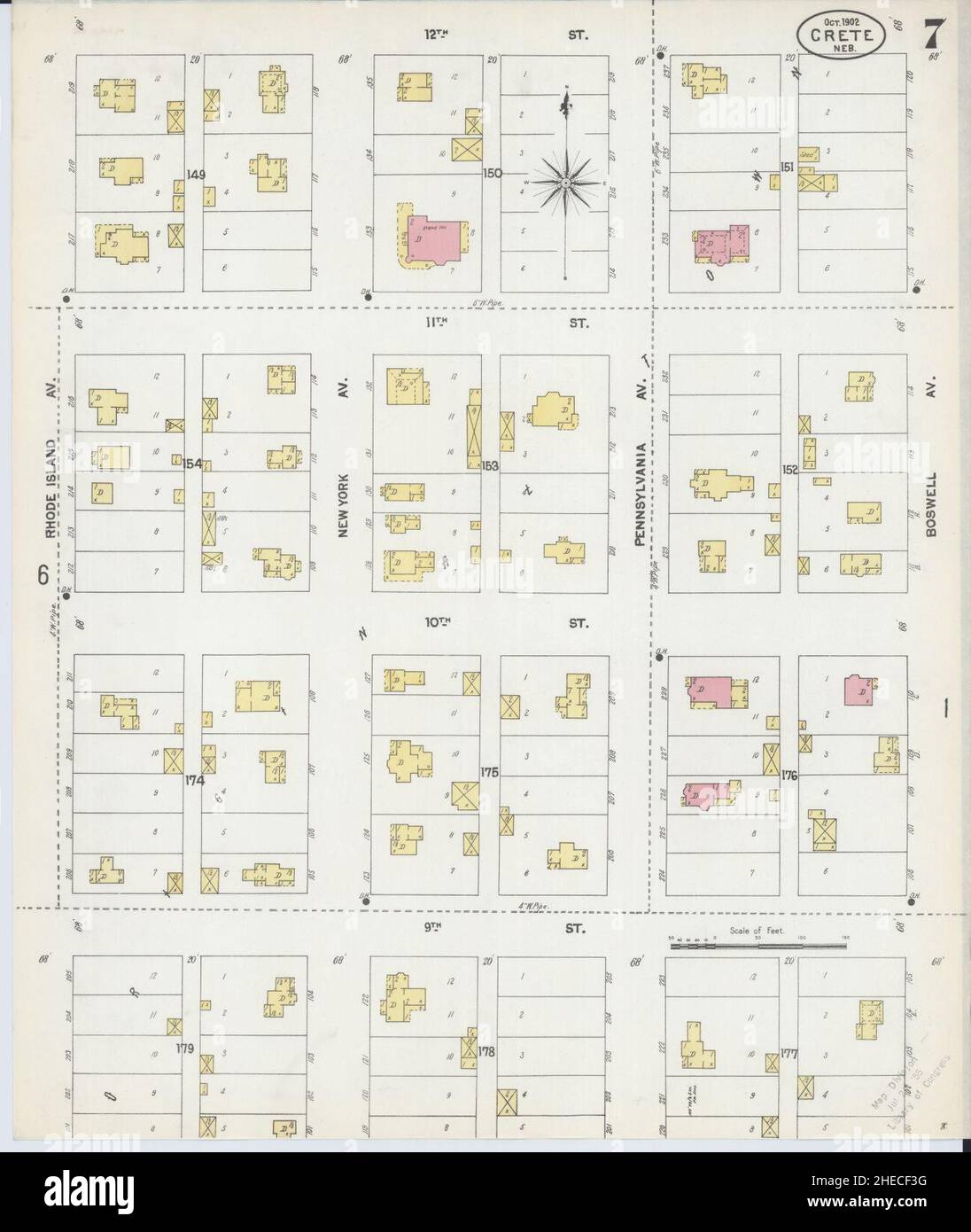Sanborn Fire Insurance Map da Creta, Saline County, Nebraska. Foto Stock