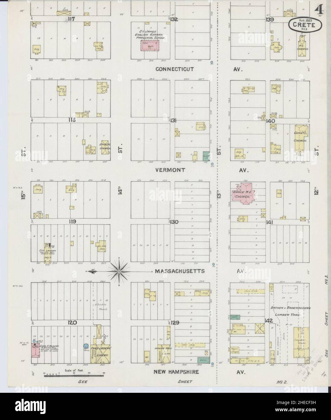 Sanborn Fire Insurance Map da Creta, Saline County, Nebraska. Foto Stock