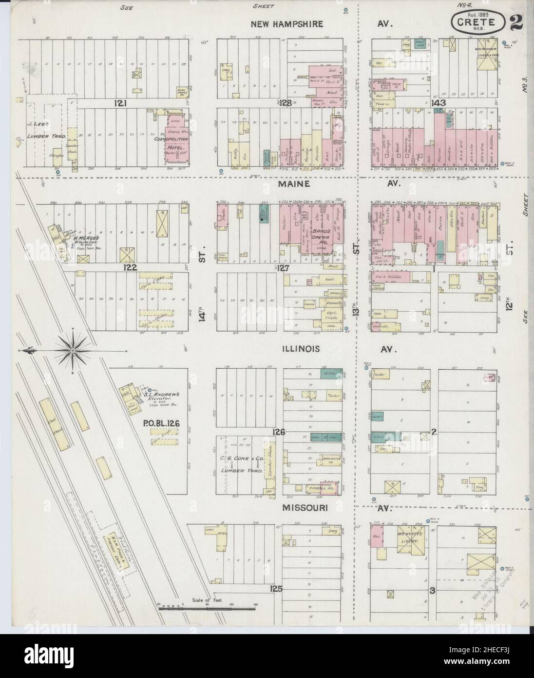 Sanborn Fire Insurance Map da Creta, Saline County, Nebraska. Foto Stock