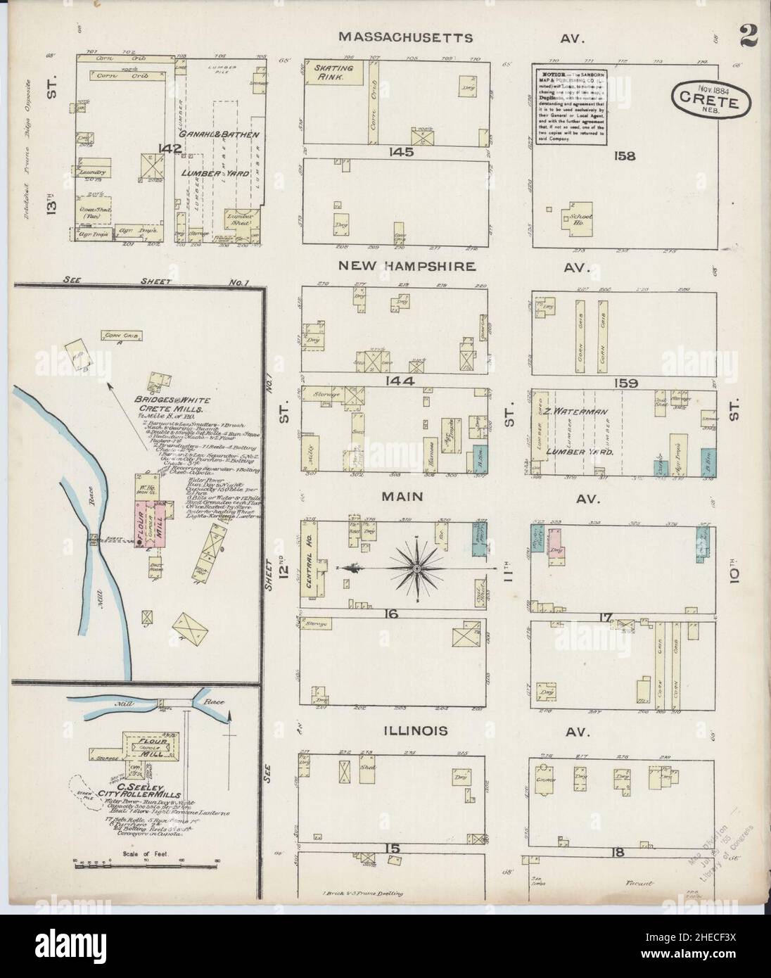 Sanborn Fire Insurance Map da Creta, Saline County, Nebraska. Foto Stock