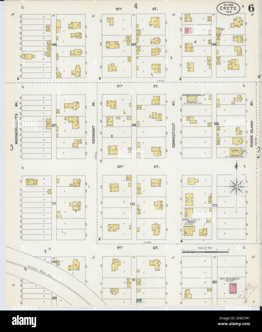 Sanborn Fire Insurance Map da Creta, Saline County, Nebraska. Foto Stock
