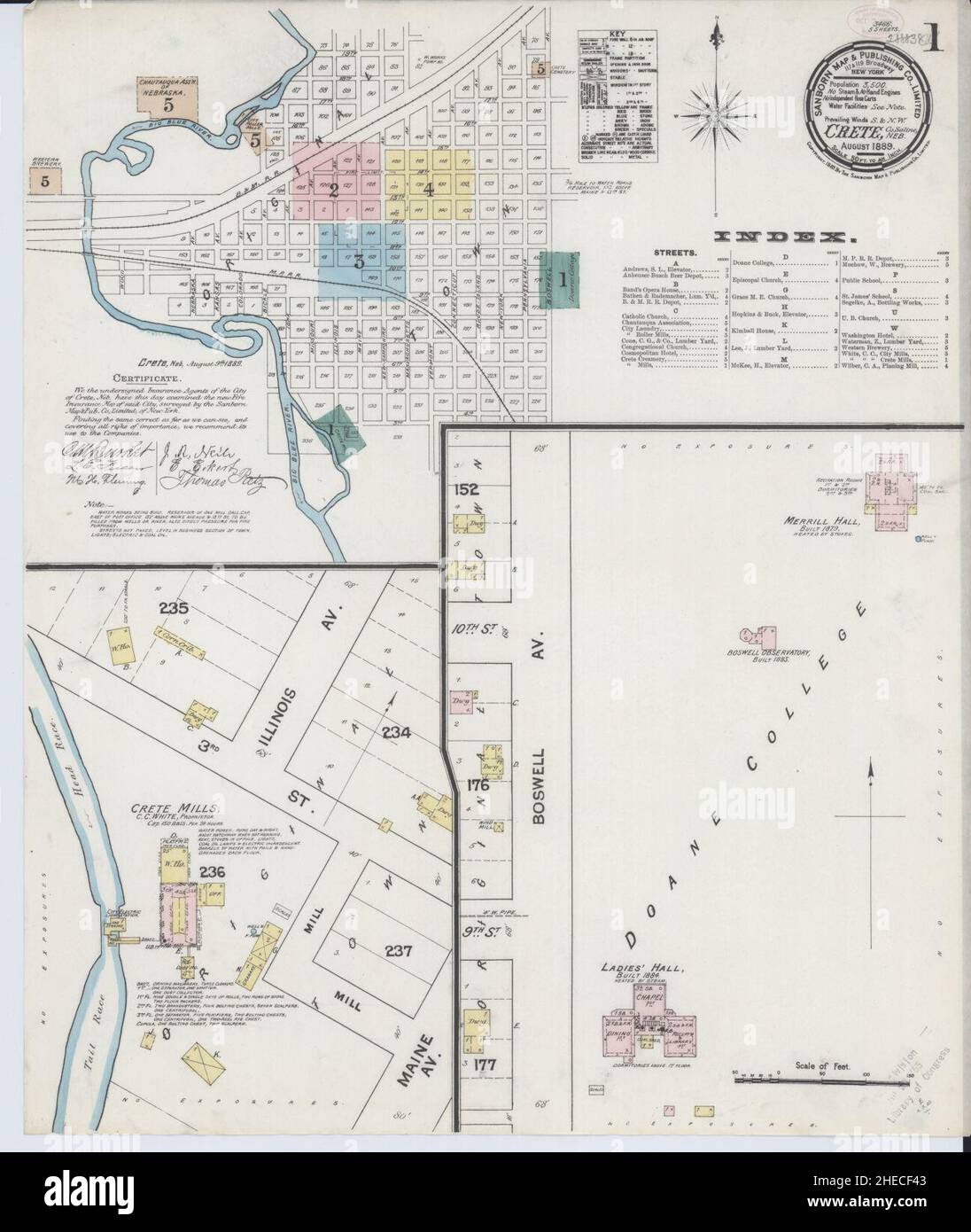 Sanborn Fire Insurance Map da Creta, Saline County, Nebraska. Foto Stock