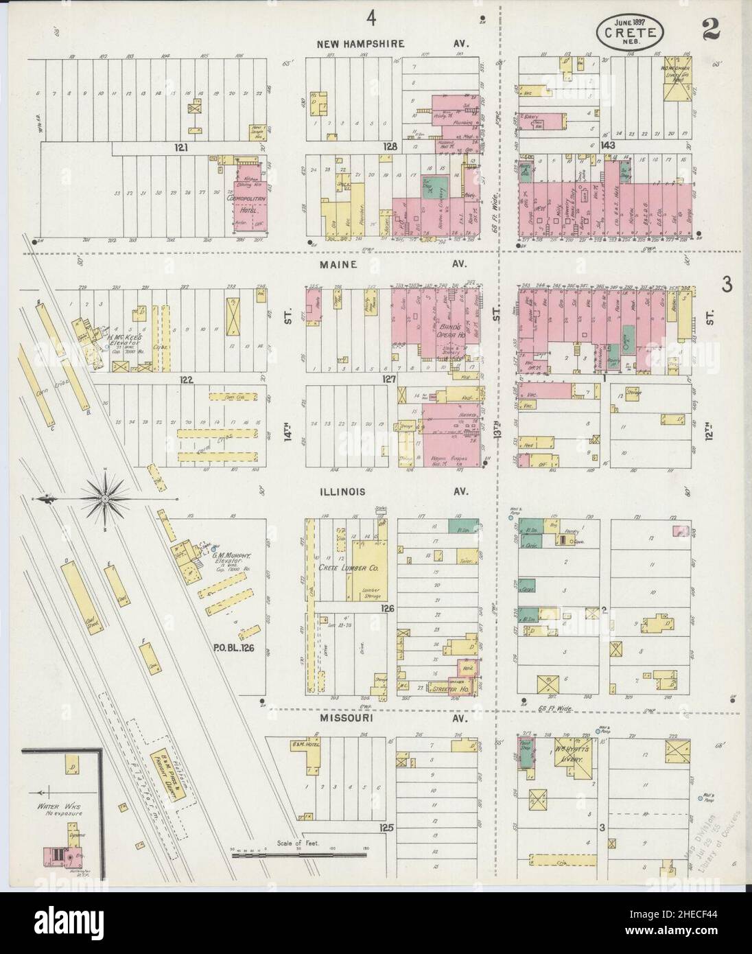 Sanborn Fire Insurance Map da Creta, Saline County, Nebraska. Foto Stock