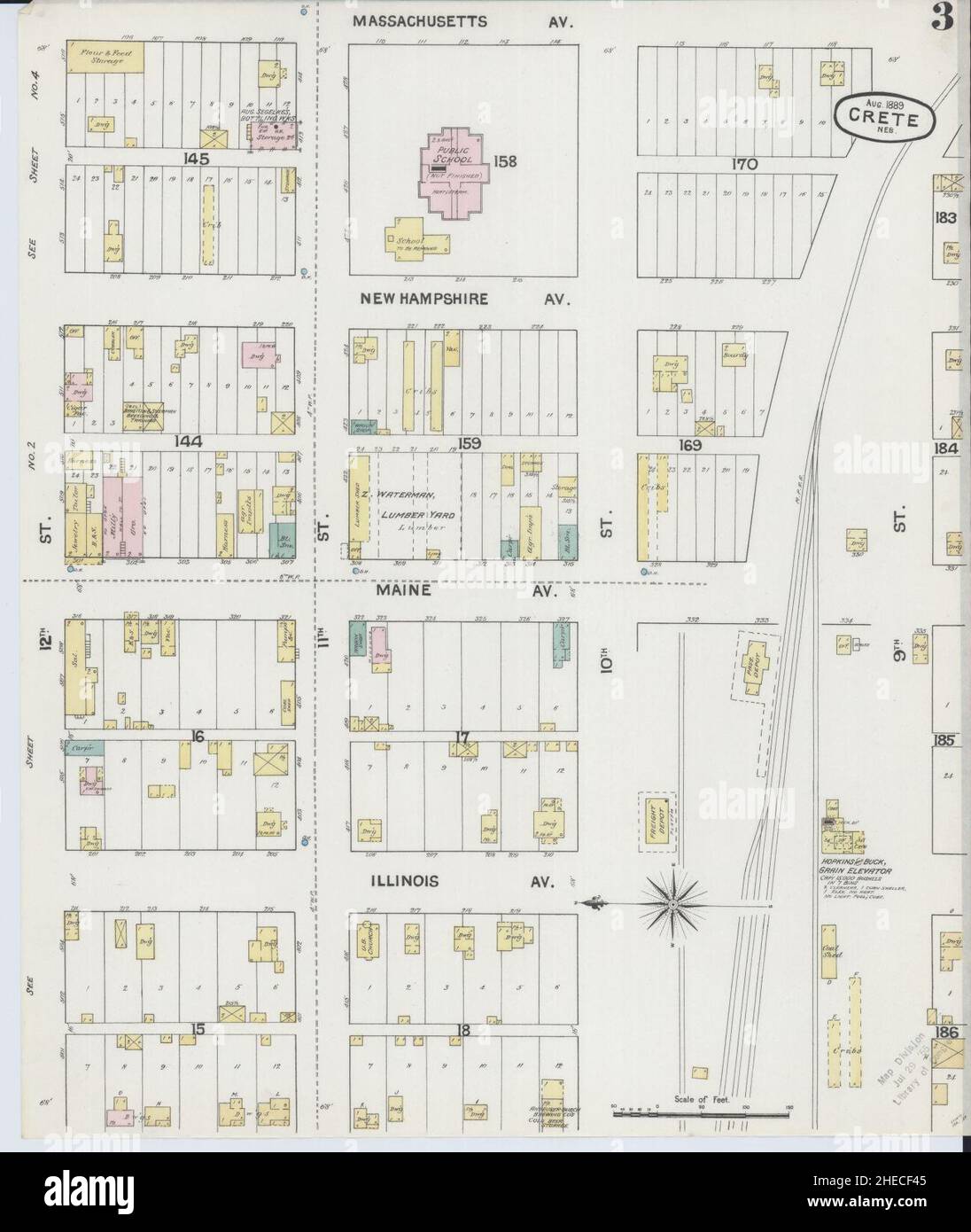 Sanborn Fire Insurance Map da Creta, Saline County, Nebraska. Foto Stock