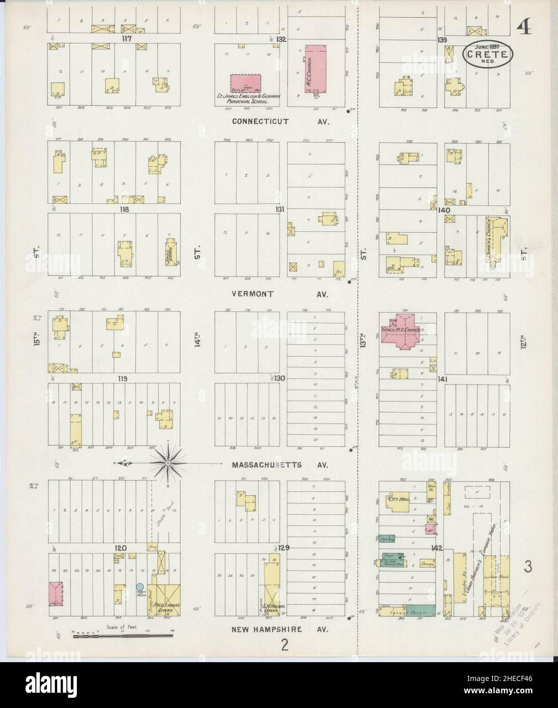 Sanborn Fire Insurance Map da Creta, Saline County, Nebraska. Foto Stock