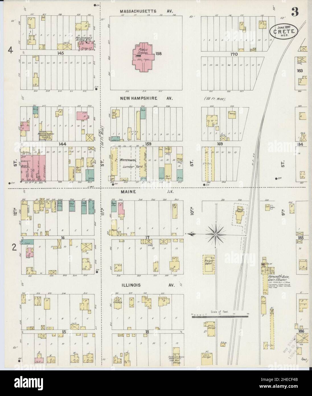 Sanborn Fire Insurance Map da Creta, Saline County, Nebraska. Foto Stock