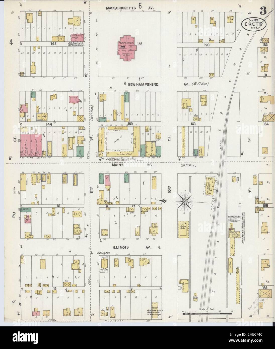 Sanborn Fire Insurance Map da Creta, Saline County, Nebraska. Foto Stock