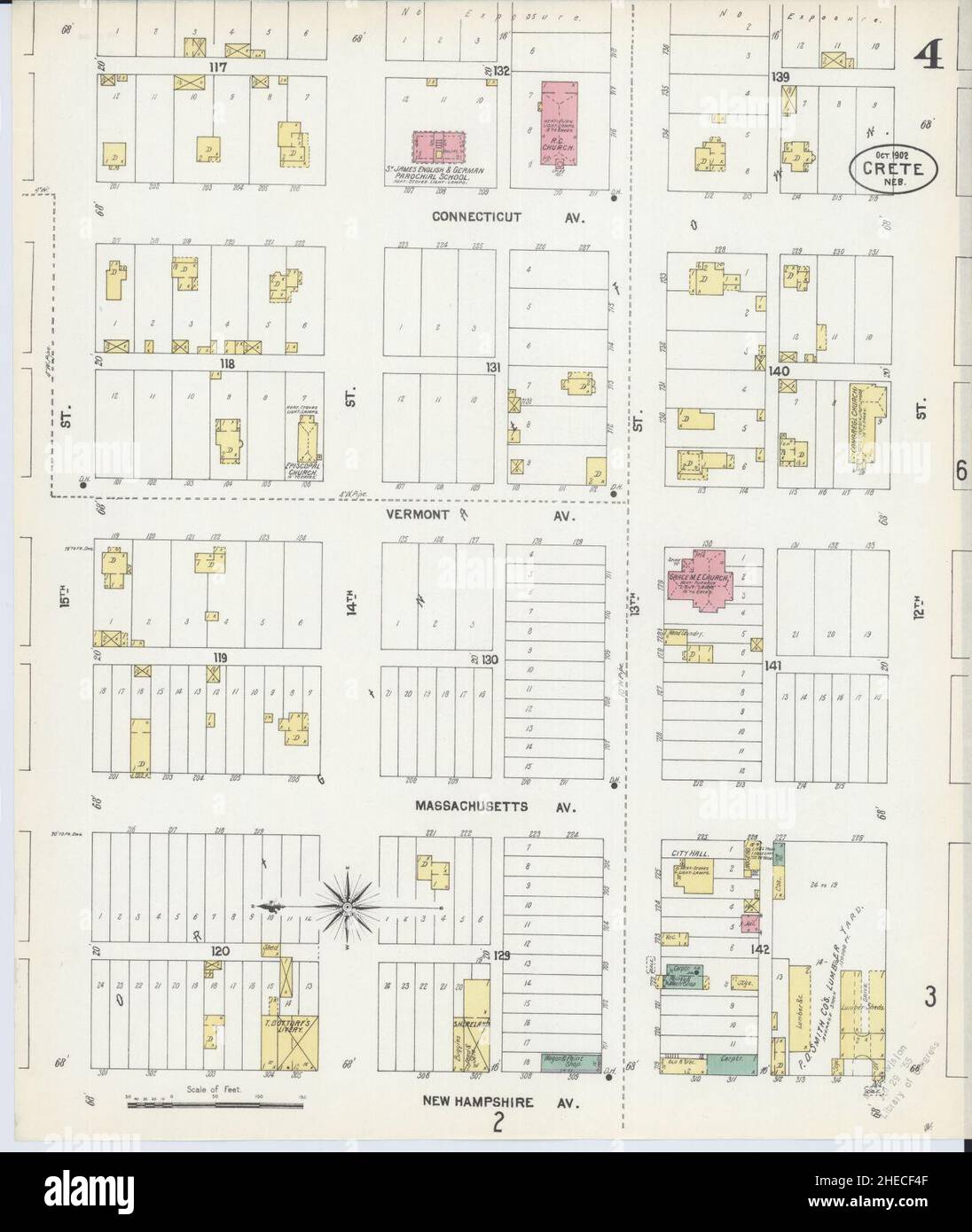Sanborn Fire Insurance Map da Creta, Saline County, Nebraska. Foto Stock