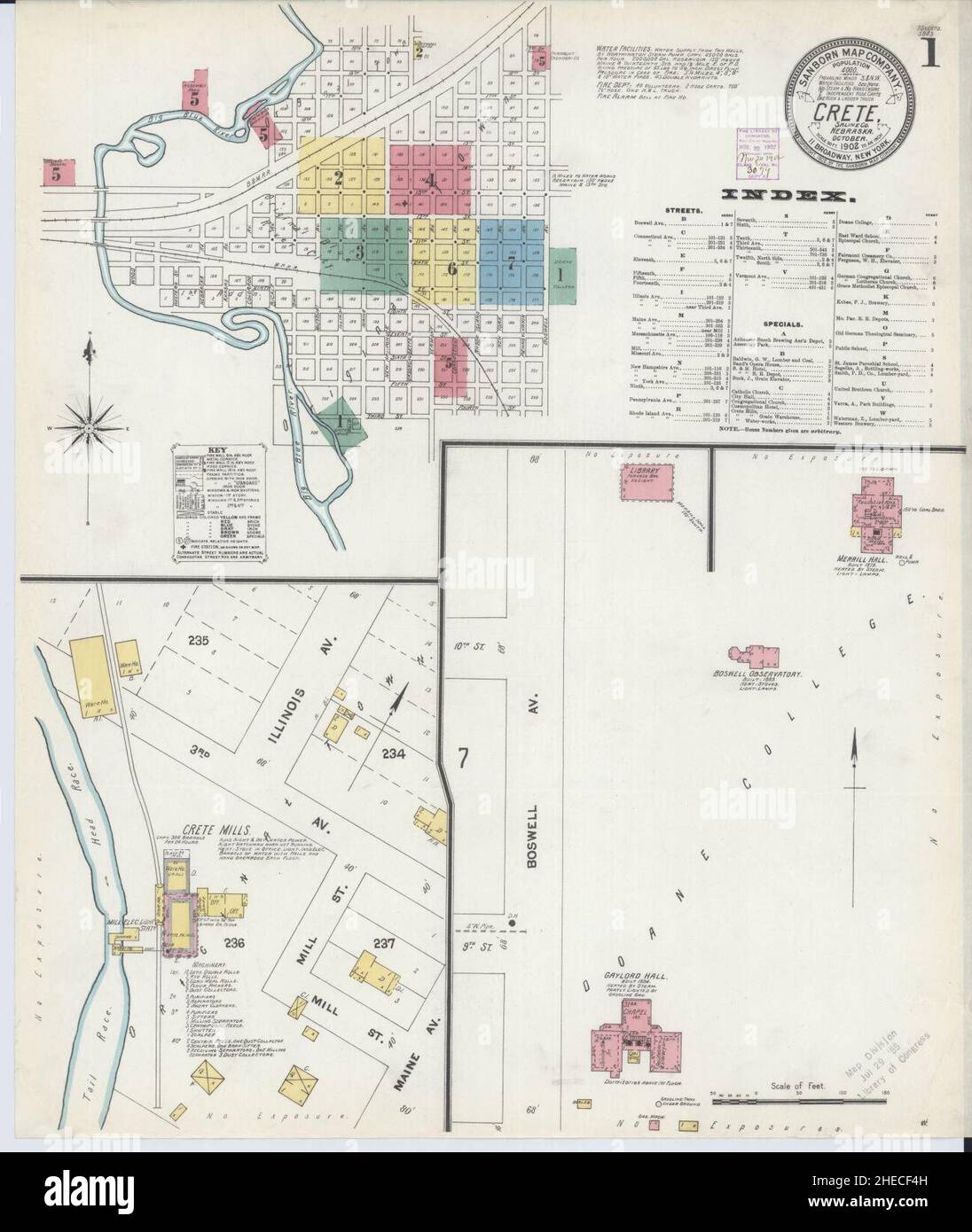 Sanborn Fire Insurance Map da Creta, Saline County, Nebraska. Foto Stock