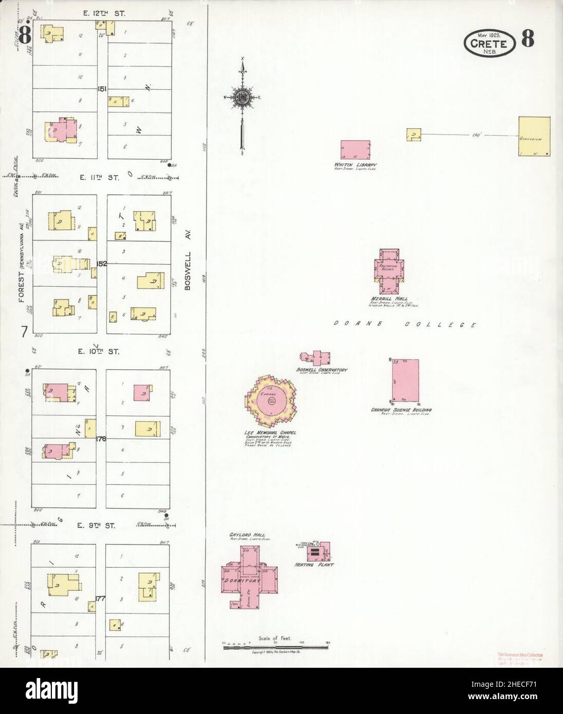 Sanborn Fire Insurance Map da Creta, Saline County, Nebraska. Foto Stock