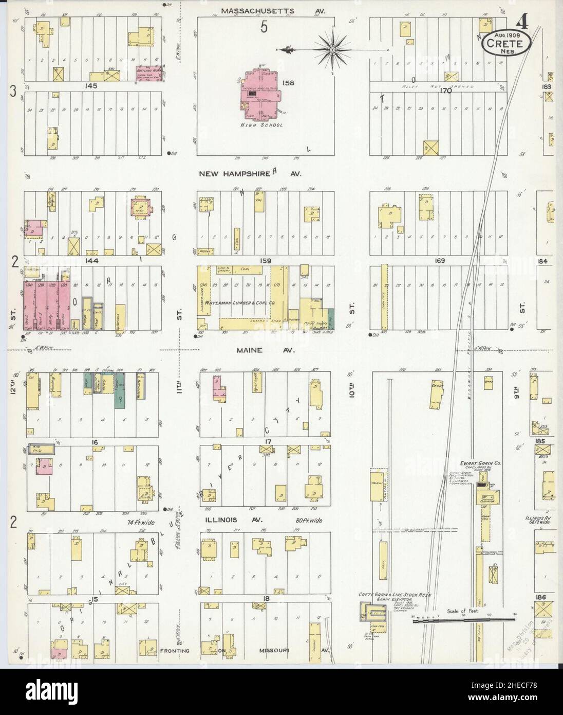 Sanborn Fire Insurance Map da Creta, Saline County, Nebraska. Foto Stock