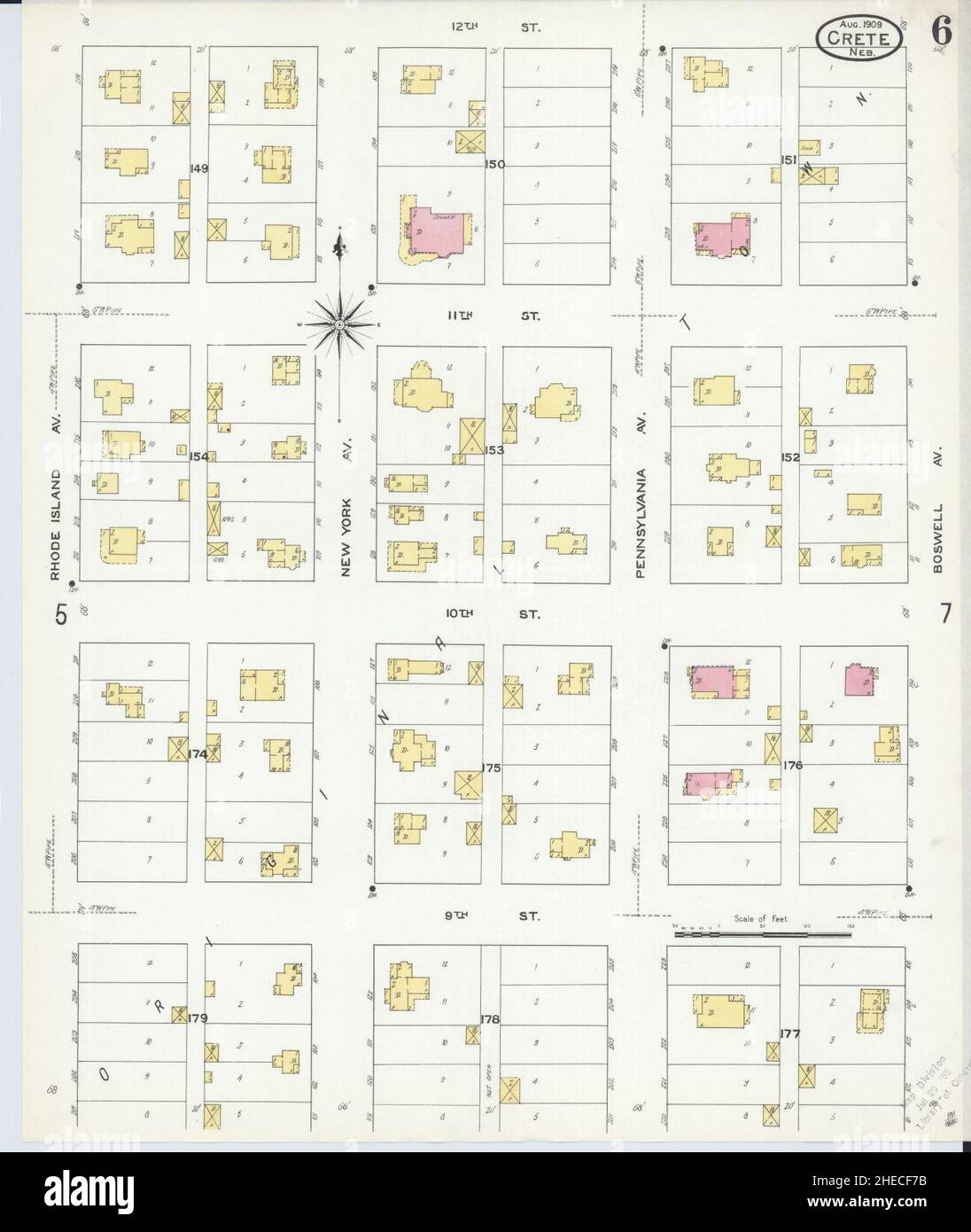 Sanborn Fire Insurance Map da Creta, Saline County, Nebraska. Foto Stock