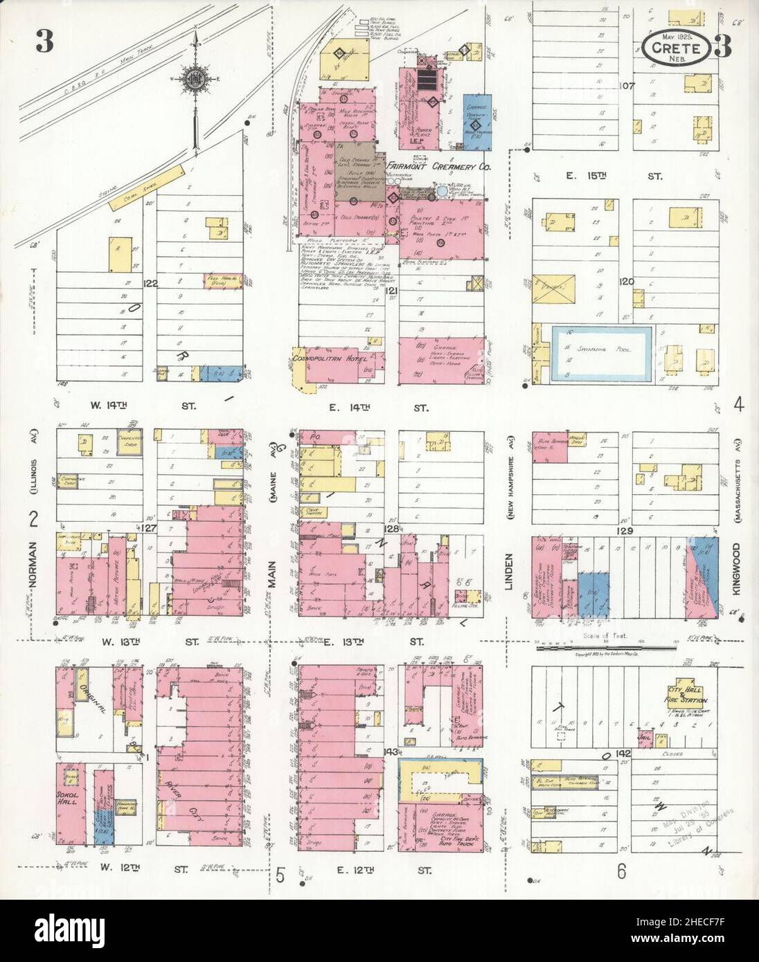 Sanborn Fire Insurance Map da Creta, Saline County, Nebraska. Foto Stock