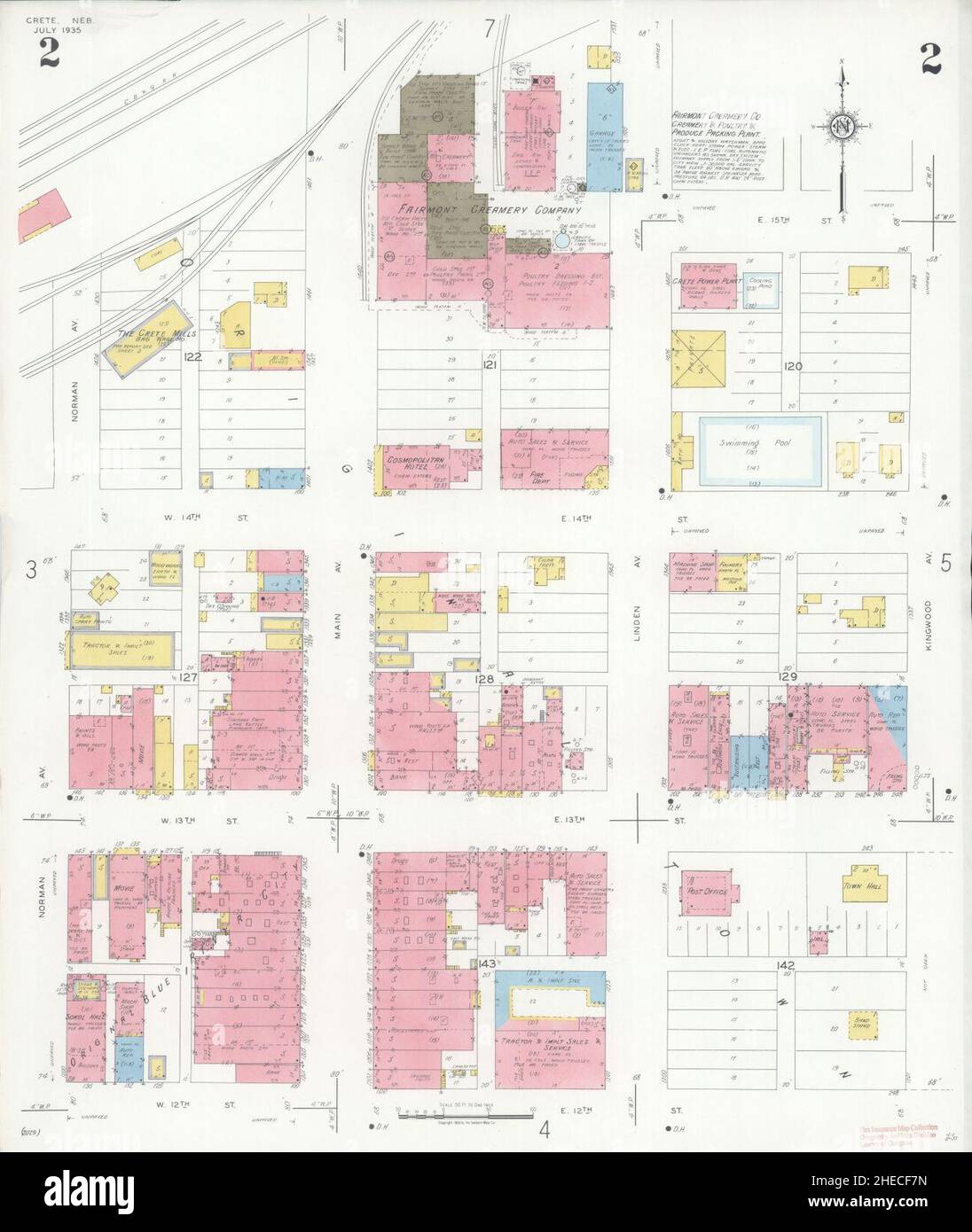 Sanborn Fire Insurance Map da Creta, Saline County, Nebraska. Foto Stock