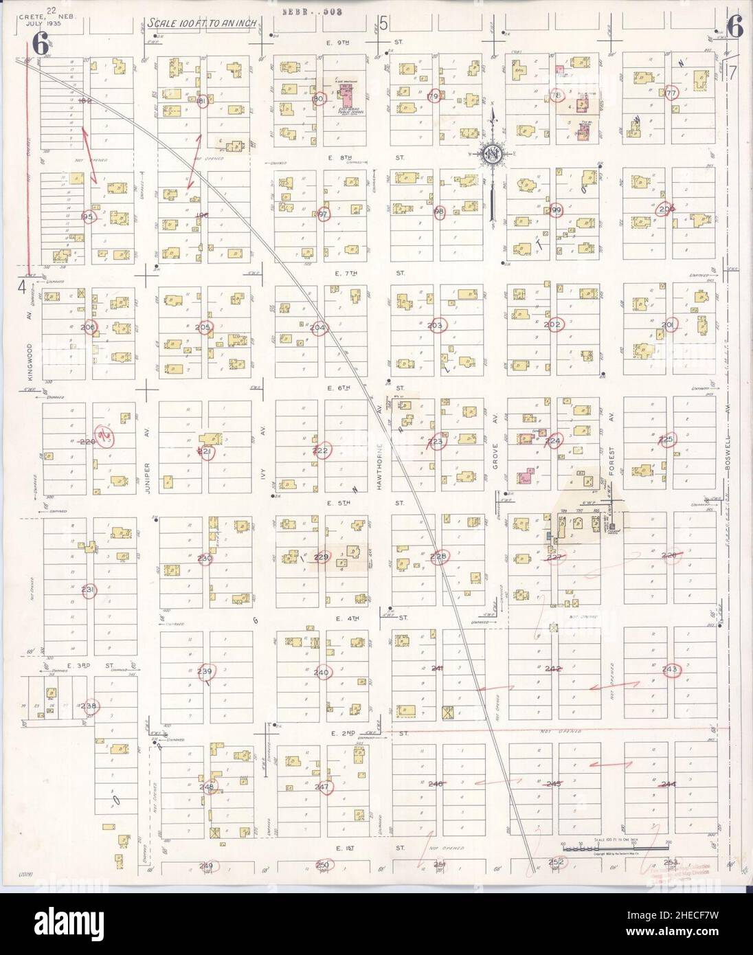 Sanborn Fire Insurance Map da Creta, Saline County, Nebraska. Foto Stock