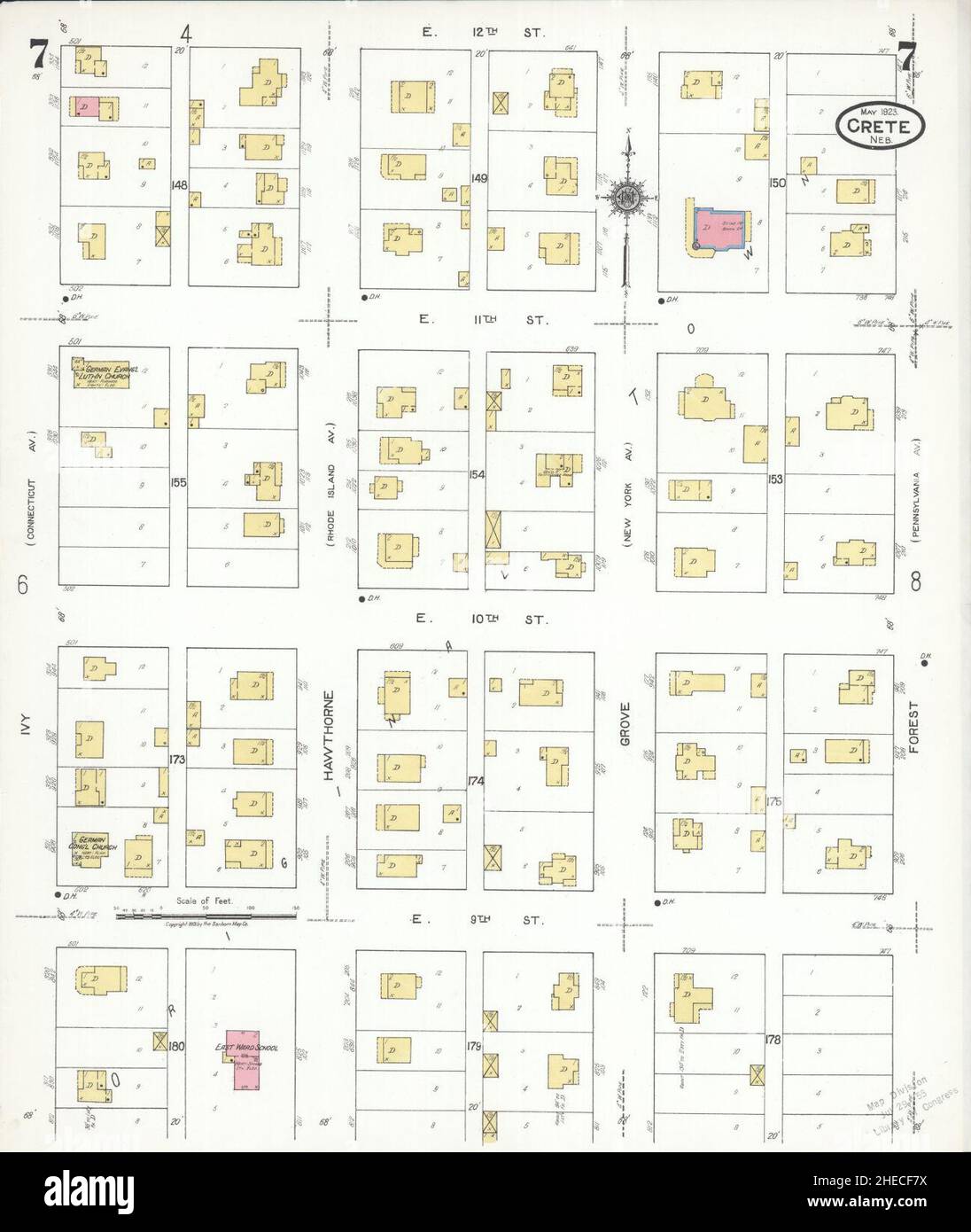 Sanborn Fire Insurance Map da Creta, Saline County, Nebraska. Foto Stock