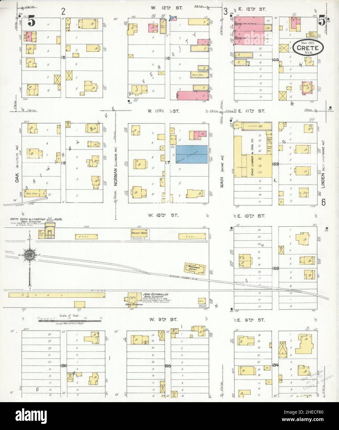 Sanborn Fire Insurance Map da Creta, Saline County, Nebraska. Foto Stock