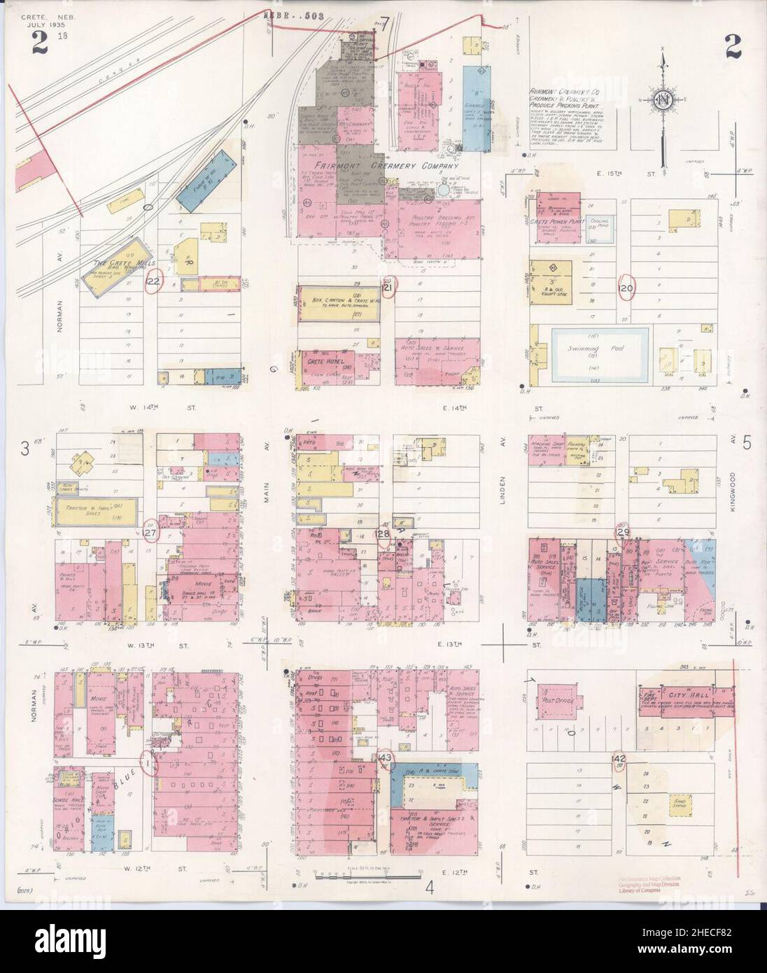 Sanborn Fire Insurance Map da Creta, Saline County, Nebraska. Foto Stock