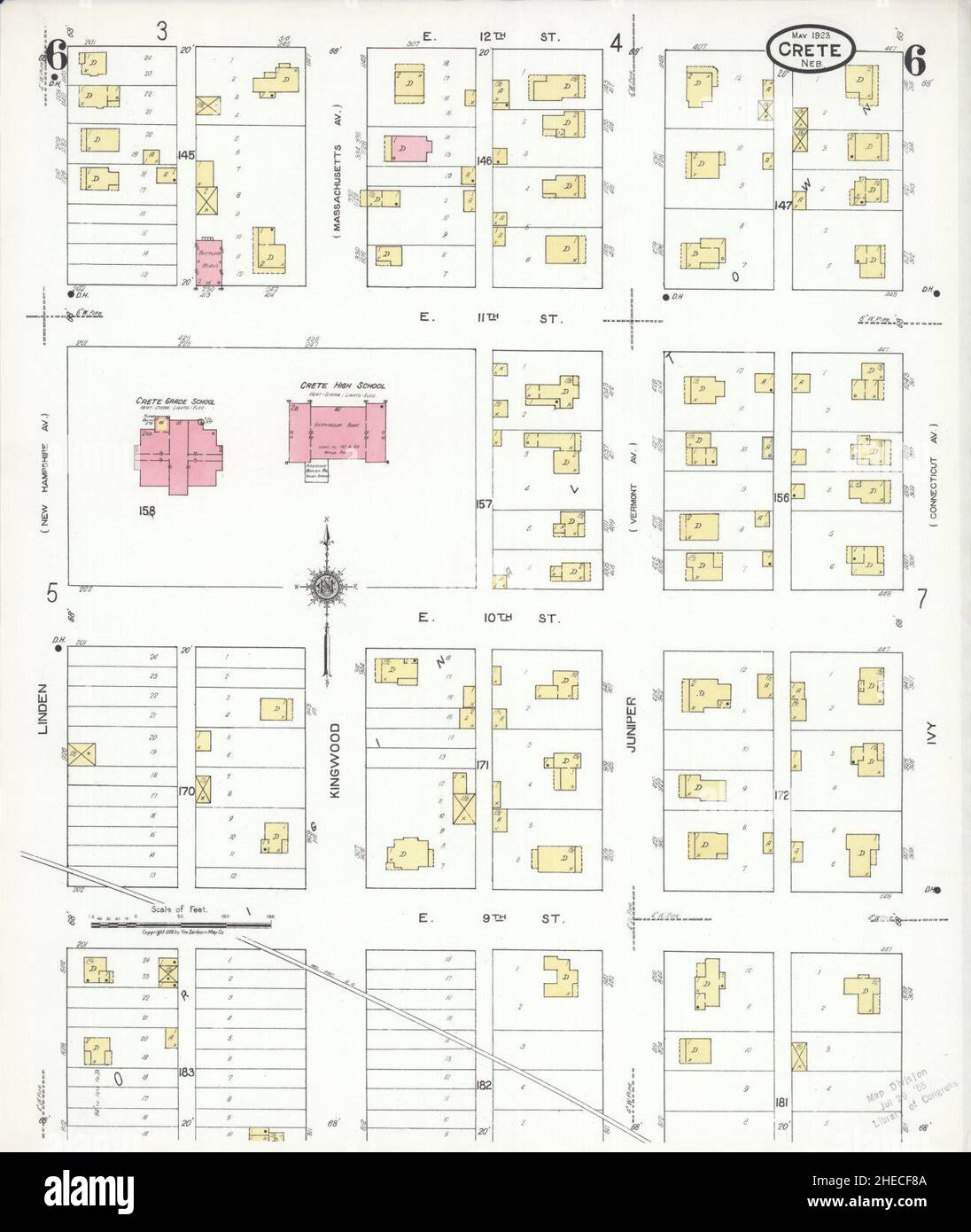 Sanborn Fire Insurance Map da Creta, Saline County, Nebraska. Foto Stock