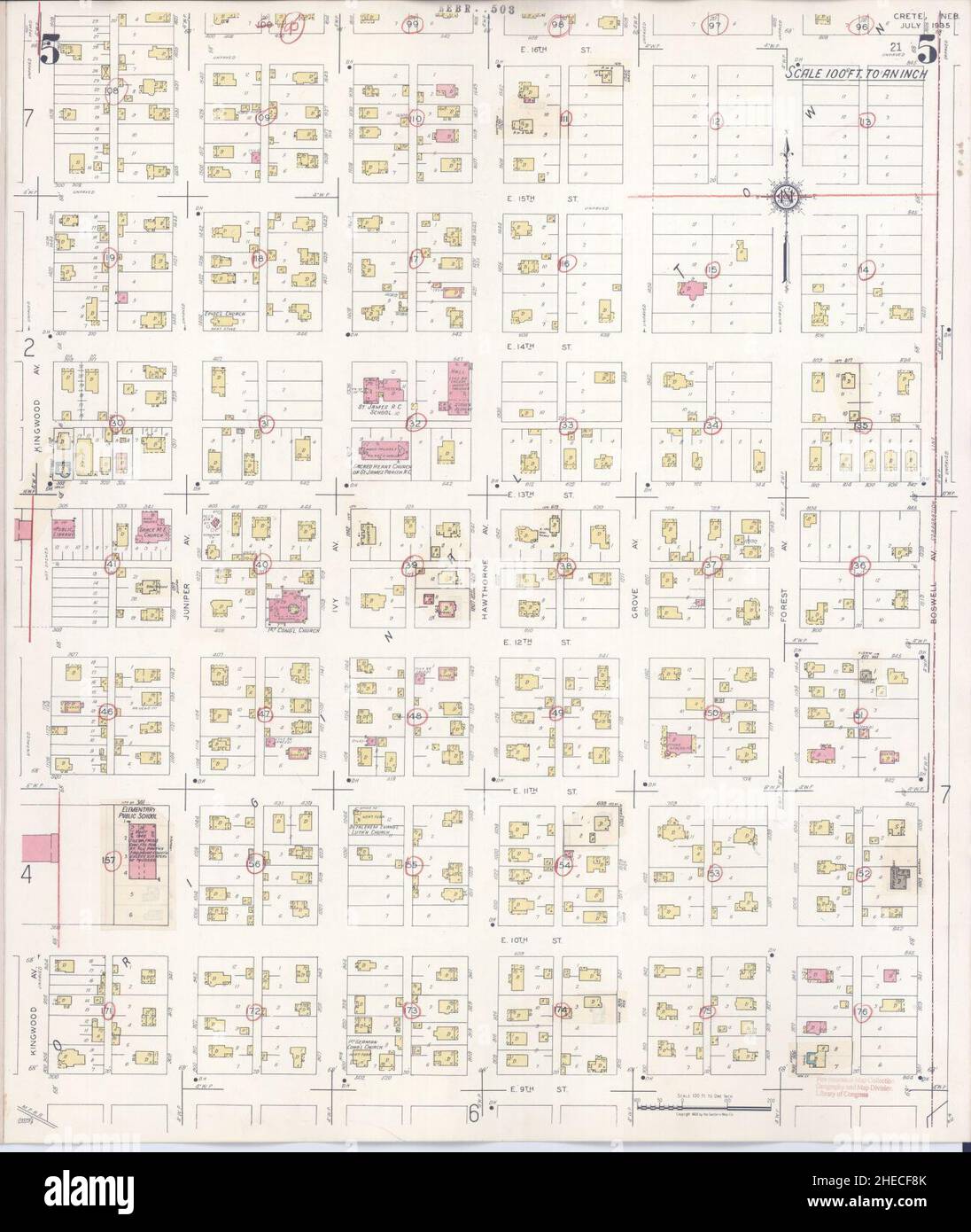 Sanborn Fire Insurance Map da Creta, Saline County, Nebraska. Foto Stock