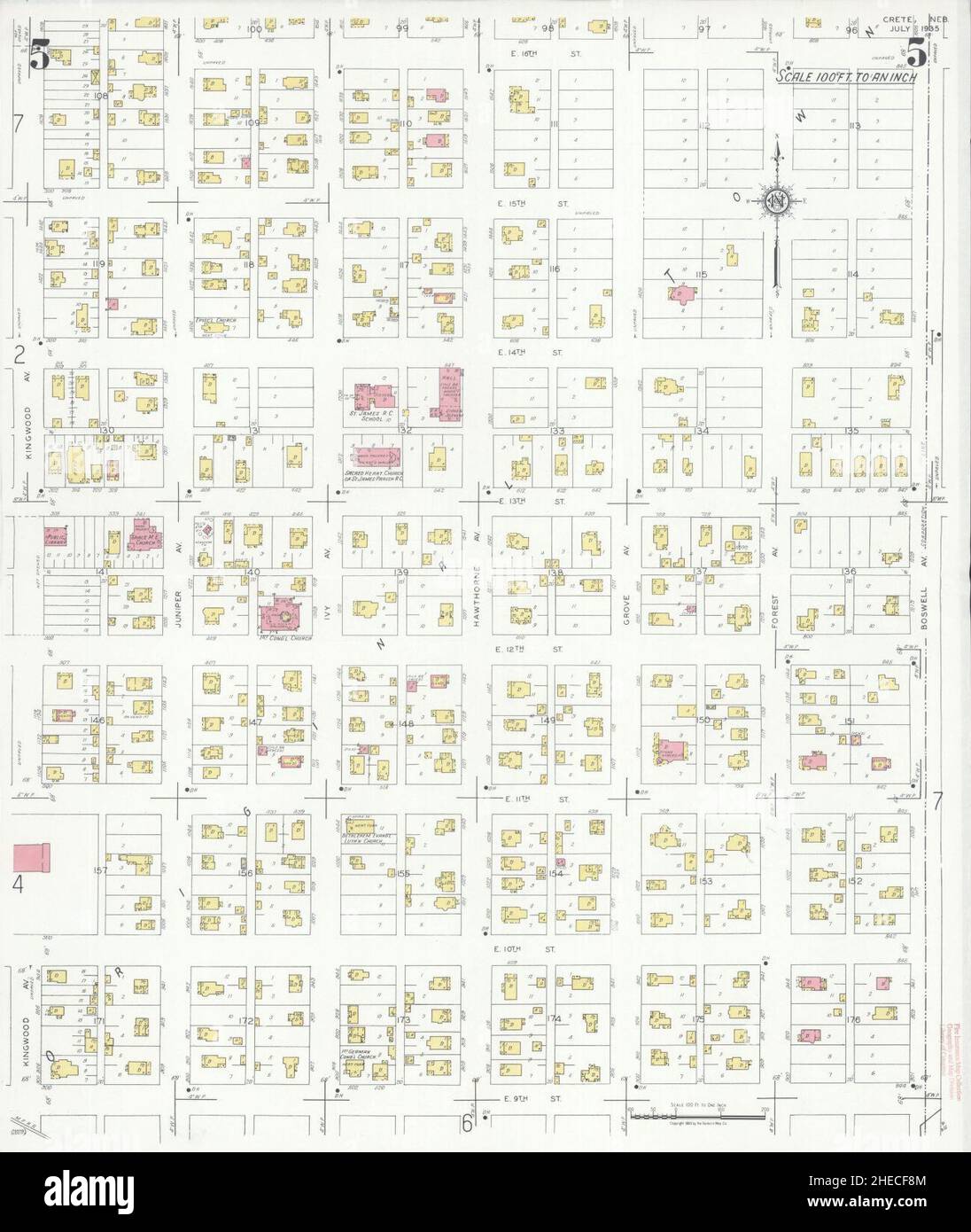 Sanborn Fire Insurance Map da Creta, Saline County, Nebraska. Foto Stock