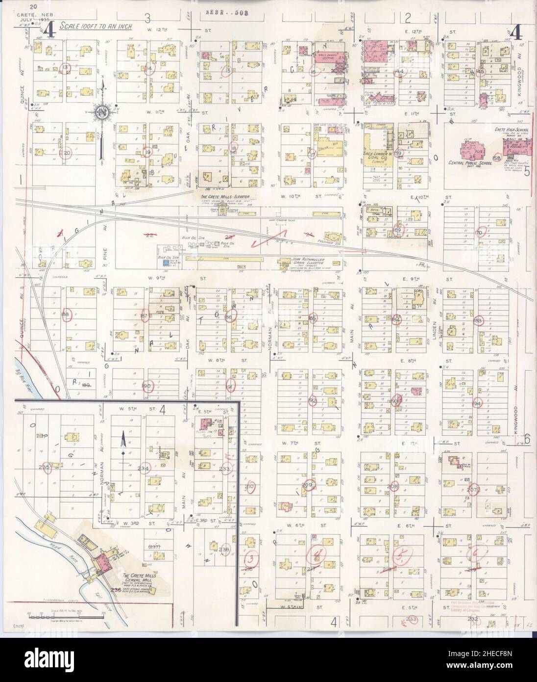 Sanborn Fire Insurance Map da Creta, Saline County, Nebraska. Foto Stock