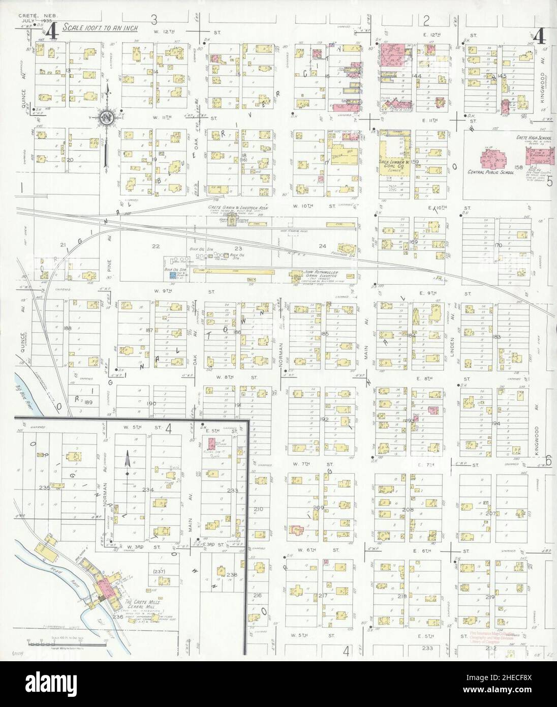 Sanborn Fire Insurance Map da Creta, Saline County, Nebraska. Foto Stock