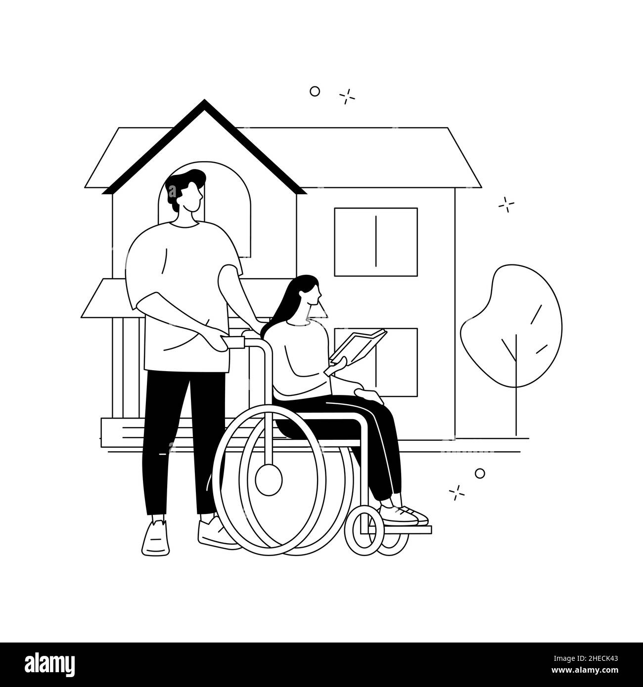 Cura dell'illustrazione vettoriale del concetto astratto disabilitato. Illustrazione Vettoriale