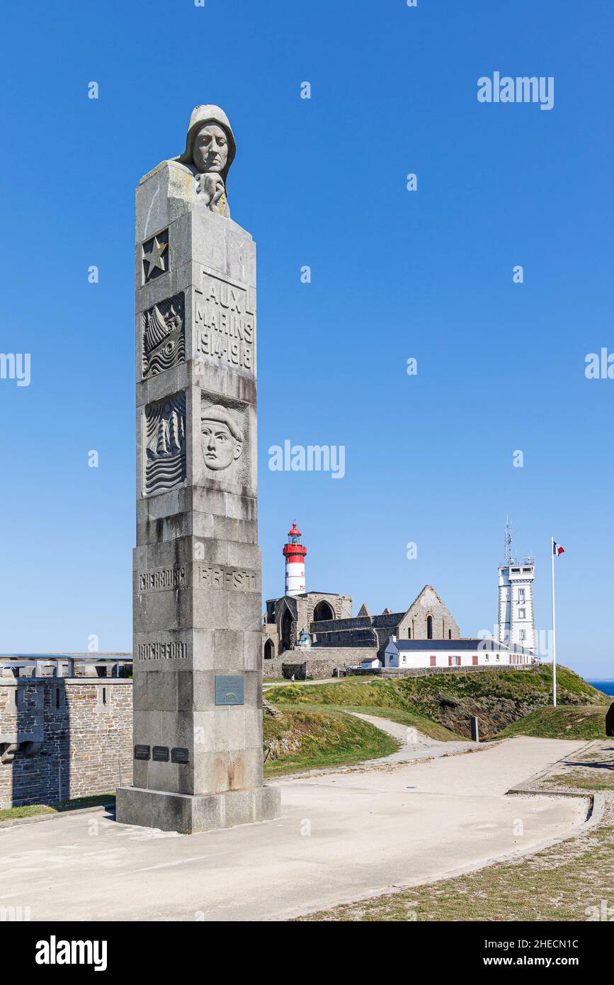 Francia, Finistere, Plougonvelin, Pointe Saint-Mathieu, sommersi marinai memoriale Foto Stock