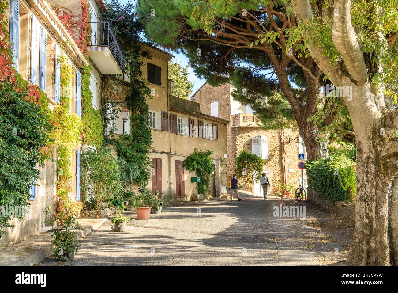 Francia, Var, Golfo di Saint Tropez, Gassin, etichettato Les Plus Beaux Villages de France (i più bei villaggi di Francia), strada nel villaggio, Foto Stock