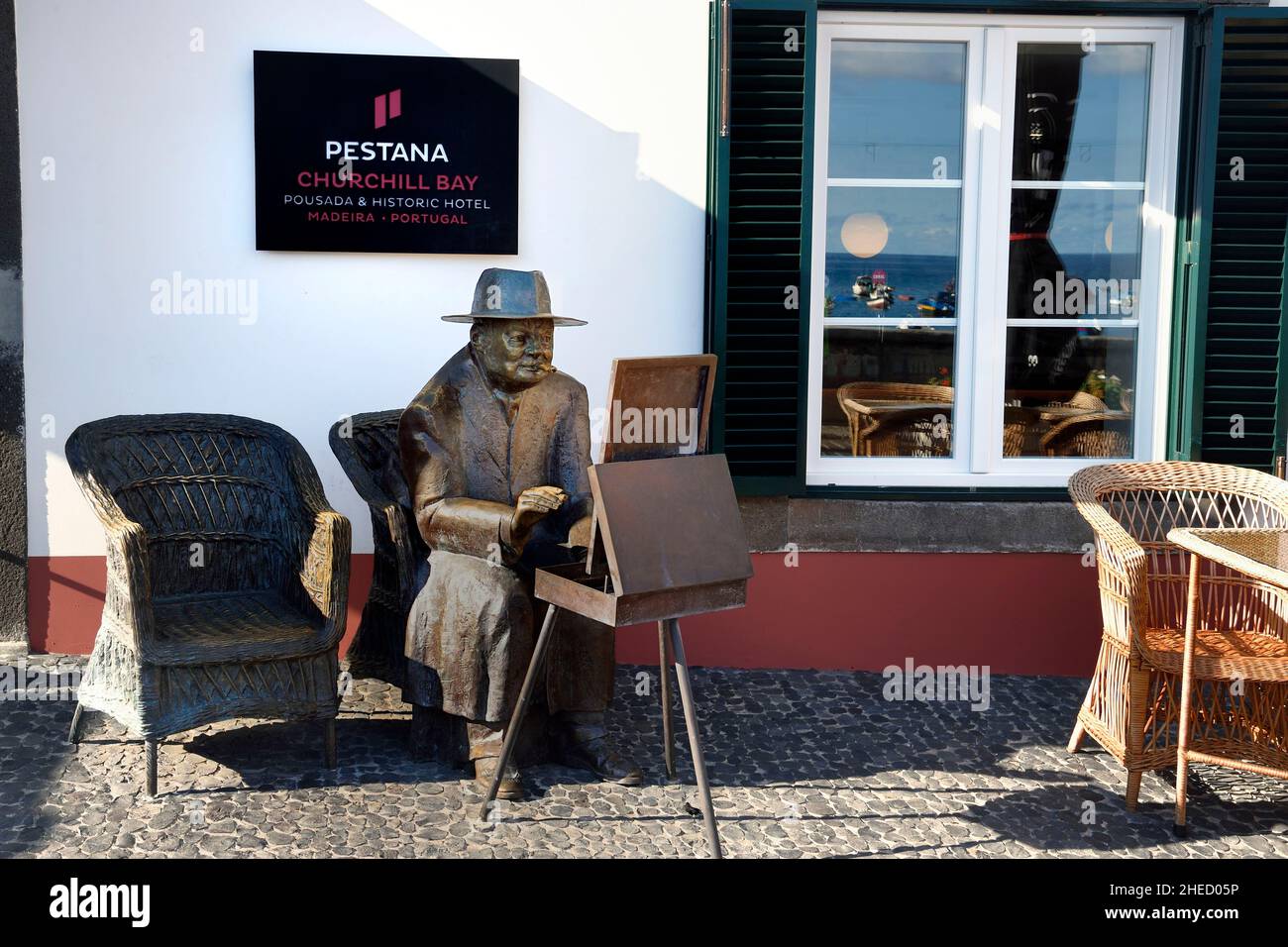 Portogallo, Isola di Madeira, il villaggio di pescatori di Camara de Lobos dove Winston Churchill amava riposarsi Foto Stock
