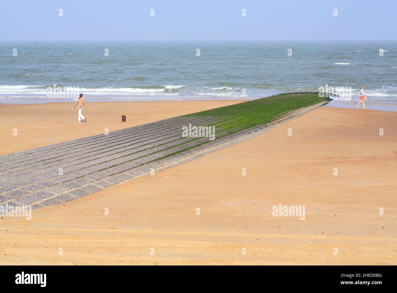 Belgio, Fiandre Occidentali, Knokke Heist, Knokke Beach con il Mare del Nord Foto Stock