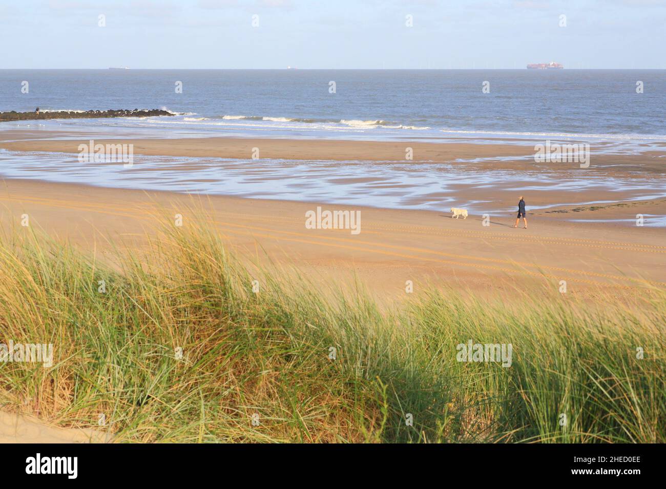 Belgio, Fiandre Occidentali, Knokke Heist, Knokke Beach con il Mare del Nord Foto Stock