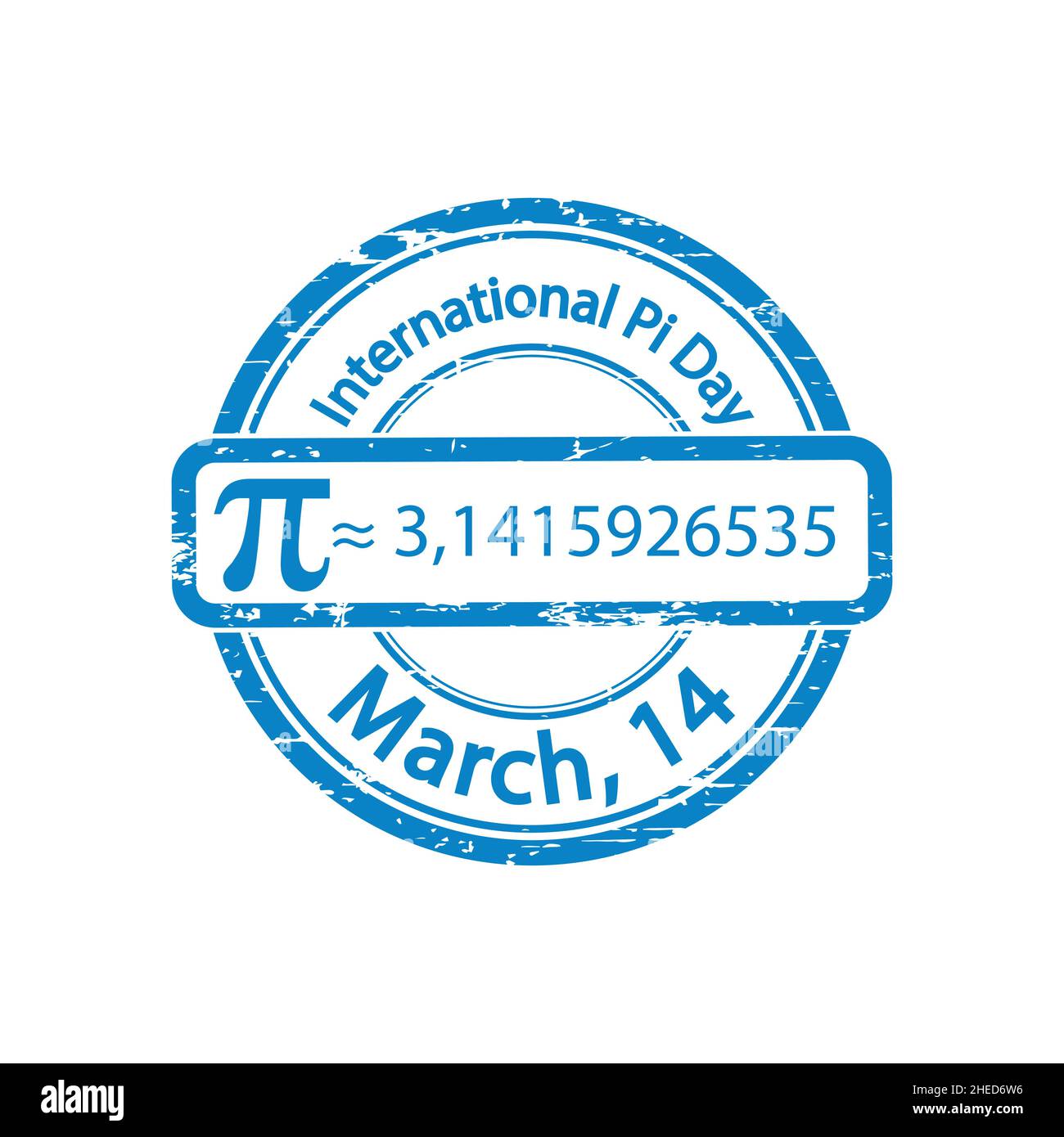 Vettore di timbro di gomma di giorno internazionale pi isolato su sfondo bianco. Illustrazione Vettoriale