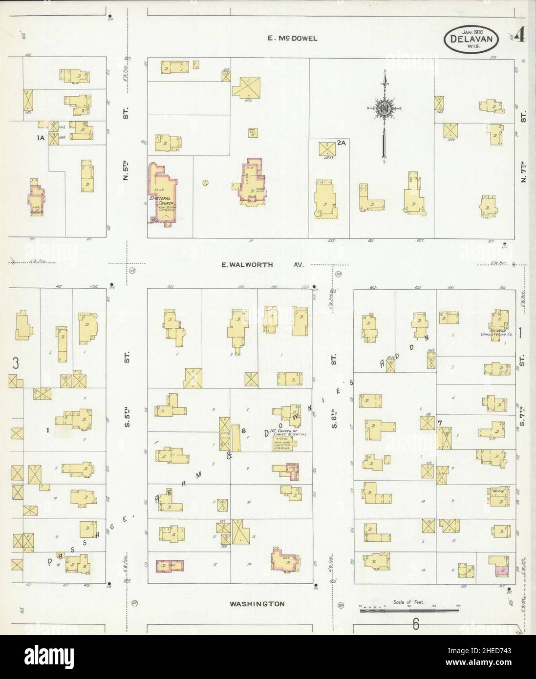 Sanborn Fire Insurance Map from Delavan, Walworth County, Wisconsin. Foto Stock