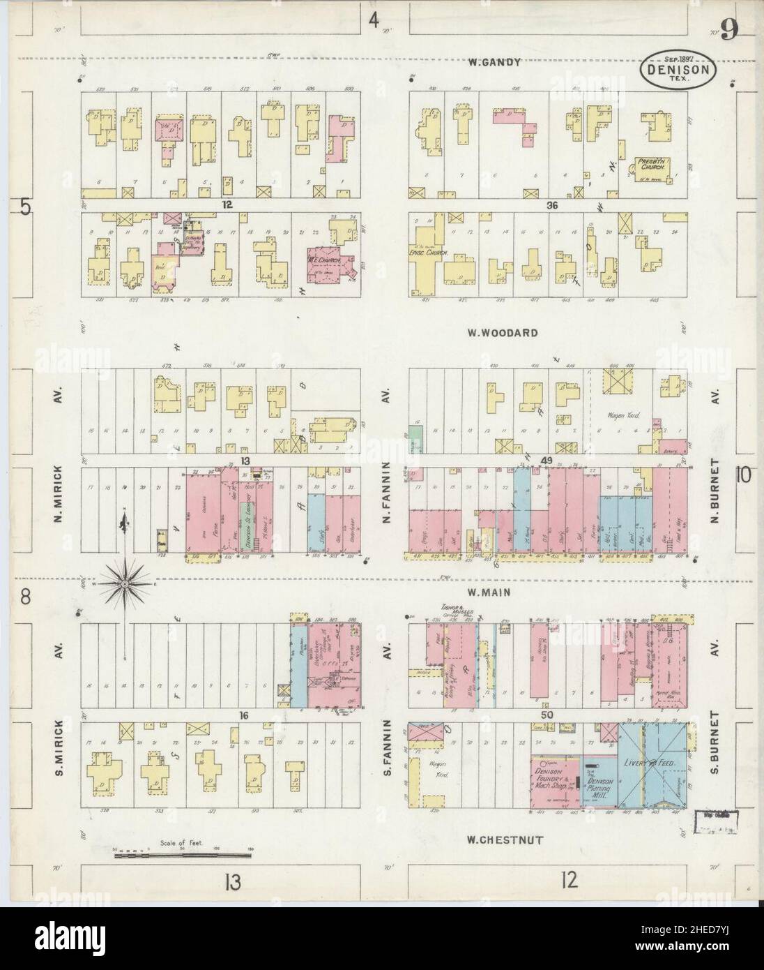 Sanborn Fire Insurance Map da Denison, Grayson County, Texas. Foto Stock