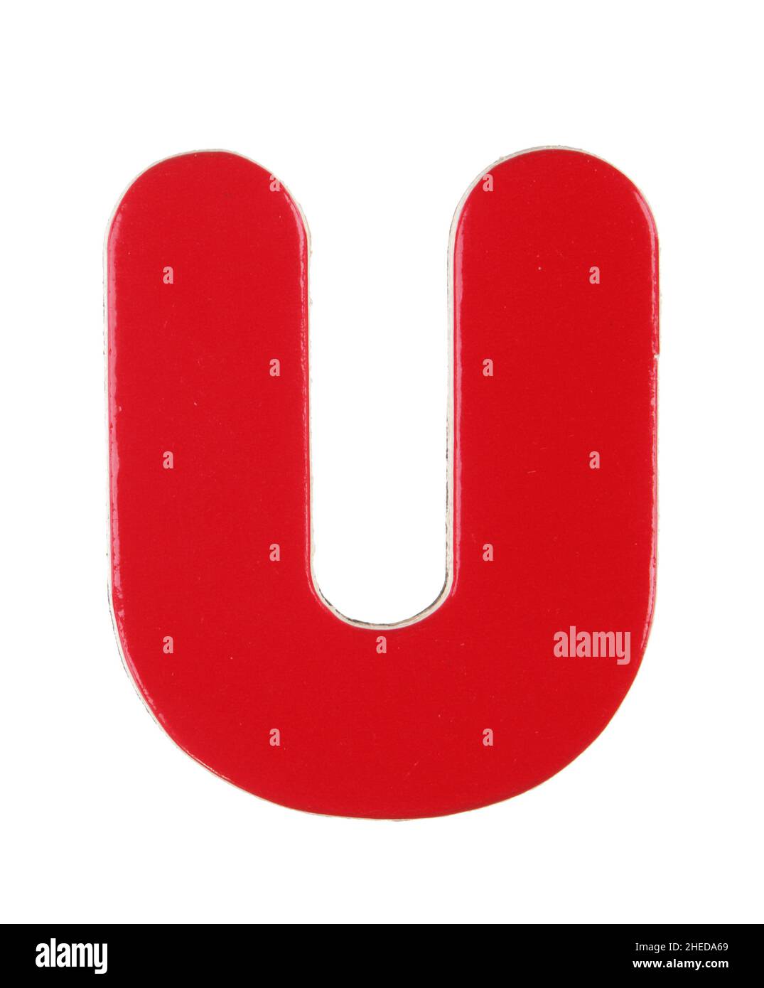 lettera magnetica u minuscola su bianco con percorso di ritaglio Foto Stock
