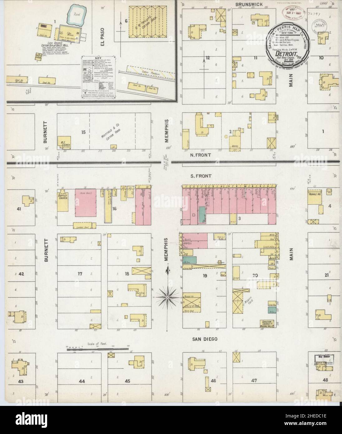 Sanborn Fire Insurance Map da Detroit, Red River County, Texas. Foto Stock