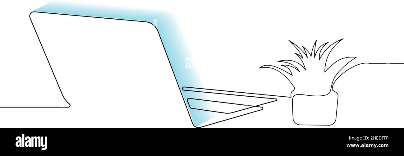 Disegno continuo di un'area di lavoro Illustrazione Vettoriale