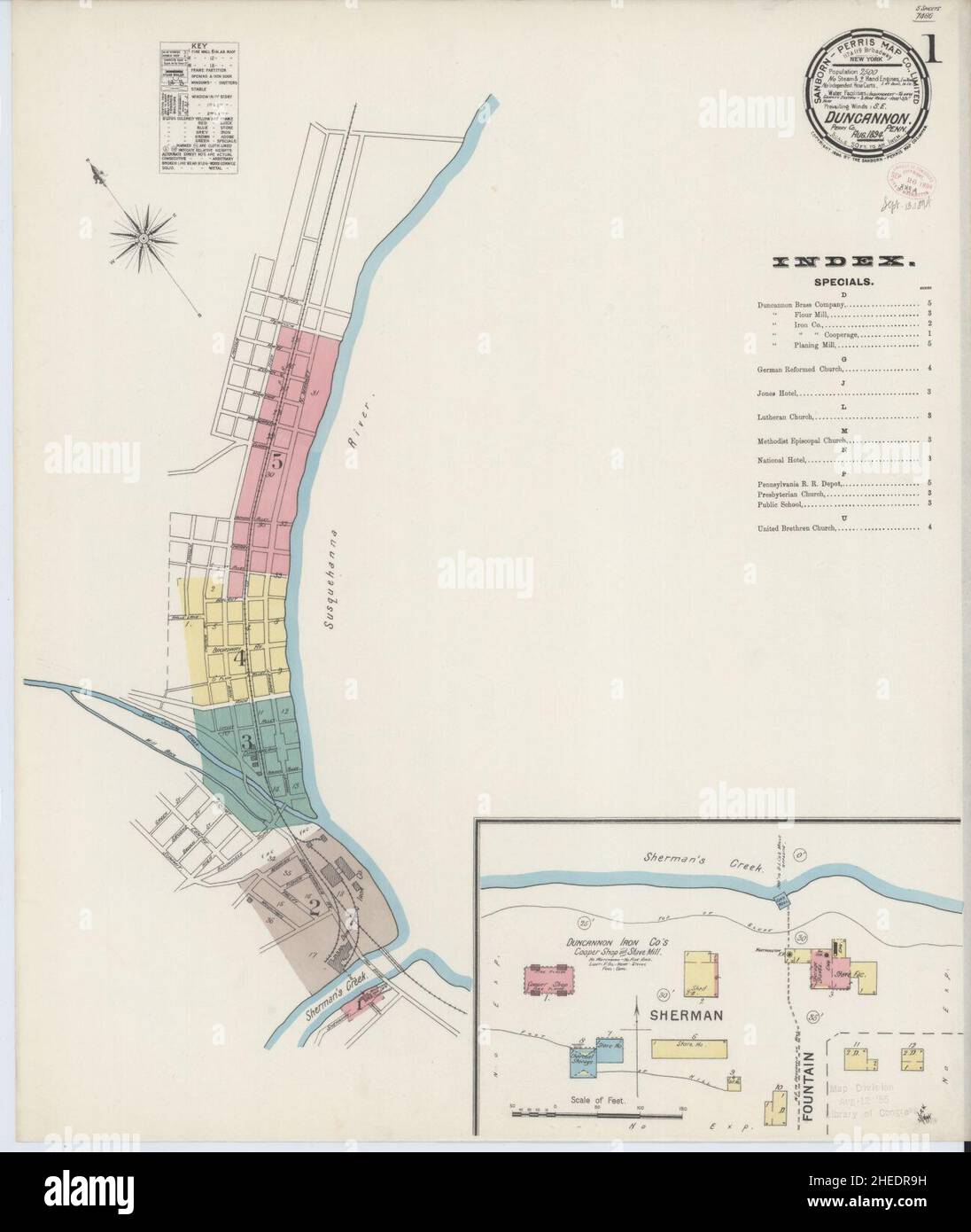 Sanborn Fire Insurance Map from Duncannon, Perry County, Pennsylvania. Foto Stock